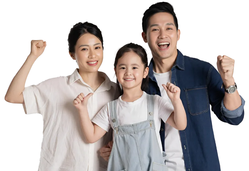 happy family of three